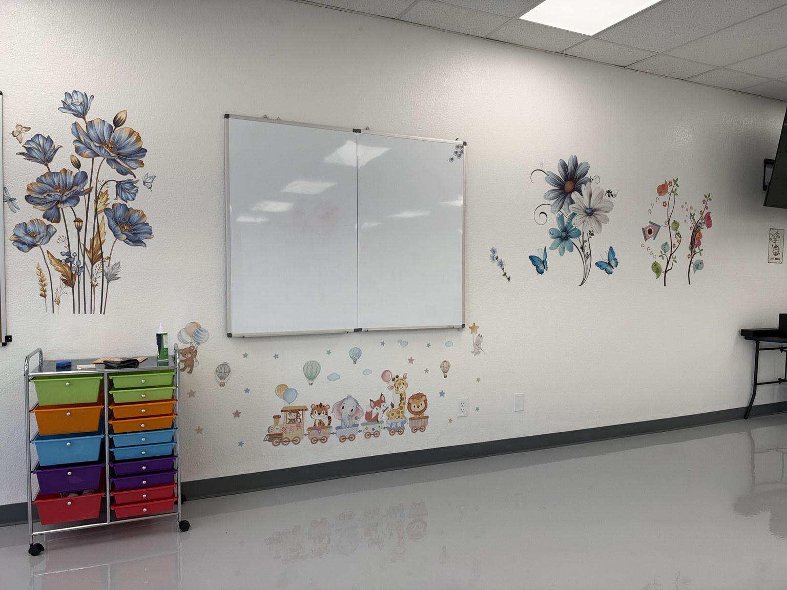 Whiteboard and activity supplies